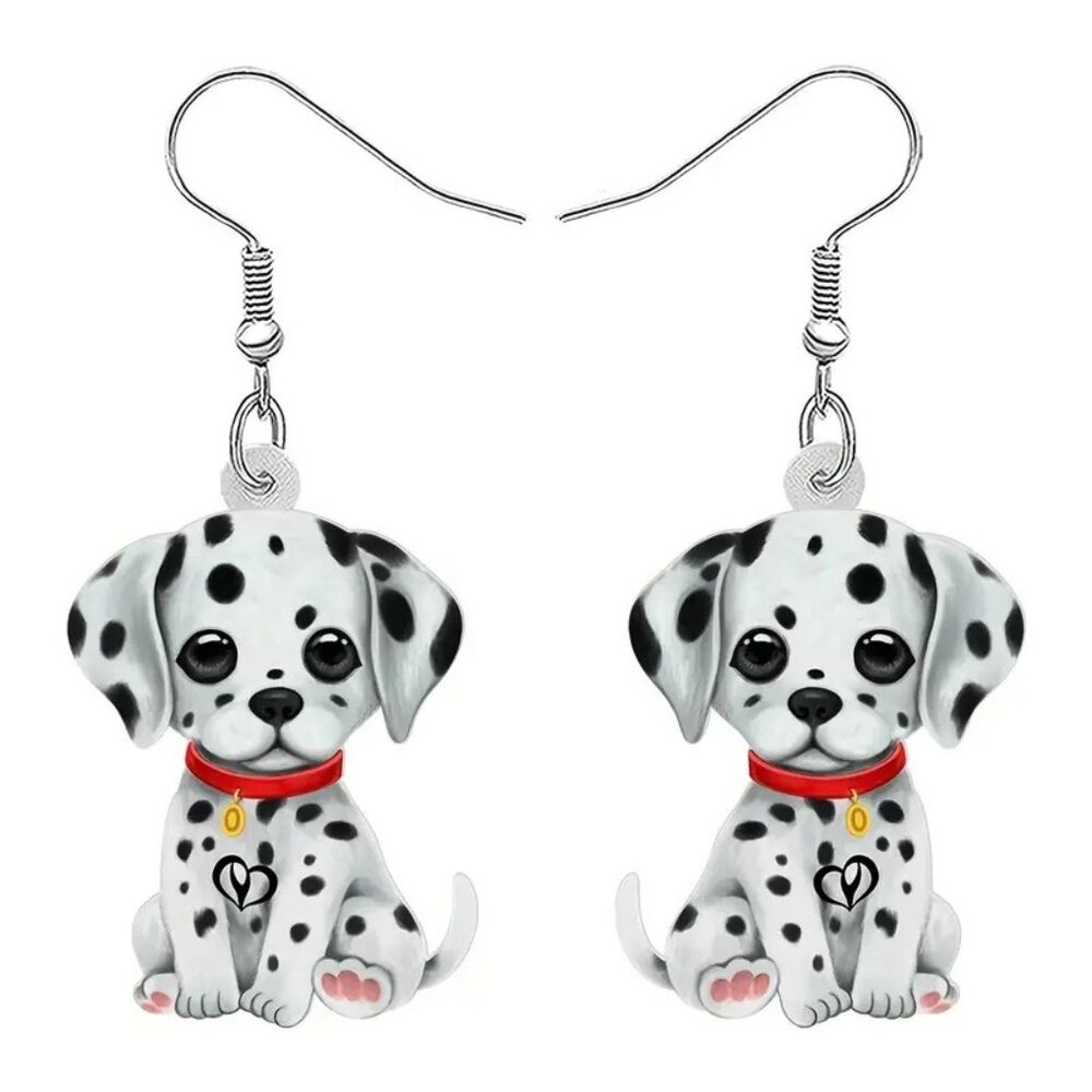 NEW Adorable Dalmatian Pup Dog Acrylic Earrings